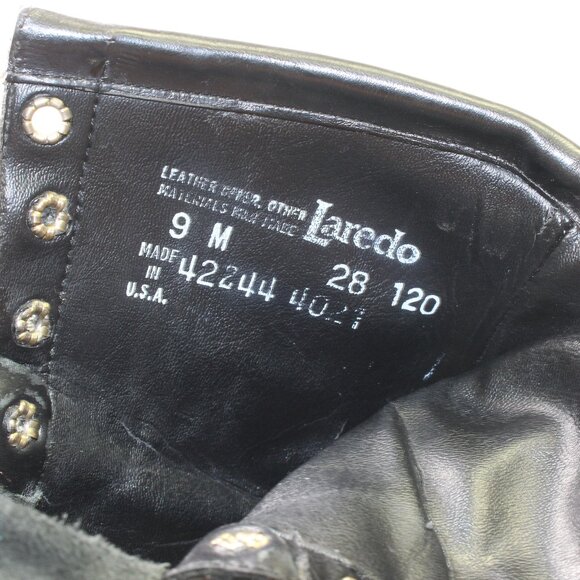 Laredo Black Leather Roper Kiltie Western Ankle Boots (9 US) - Picture 11 of 11